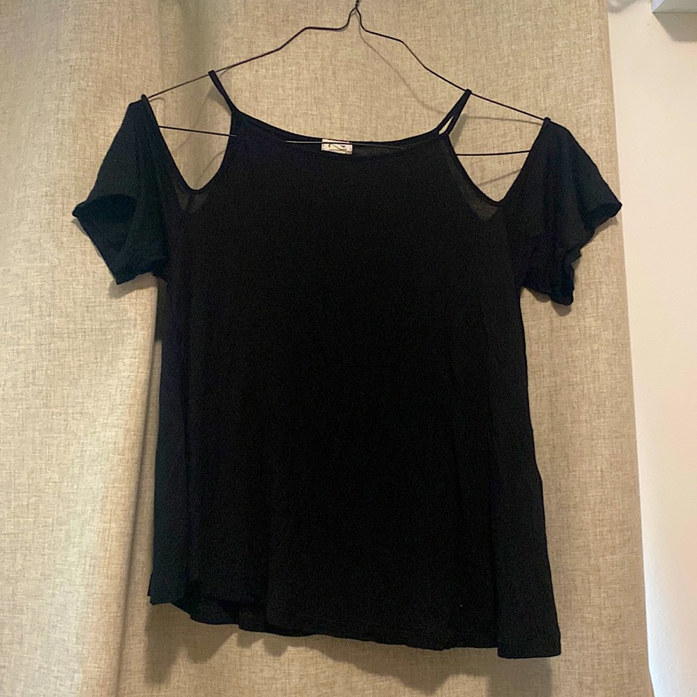 Garage, black off the shoulder, halter top